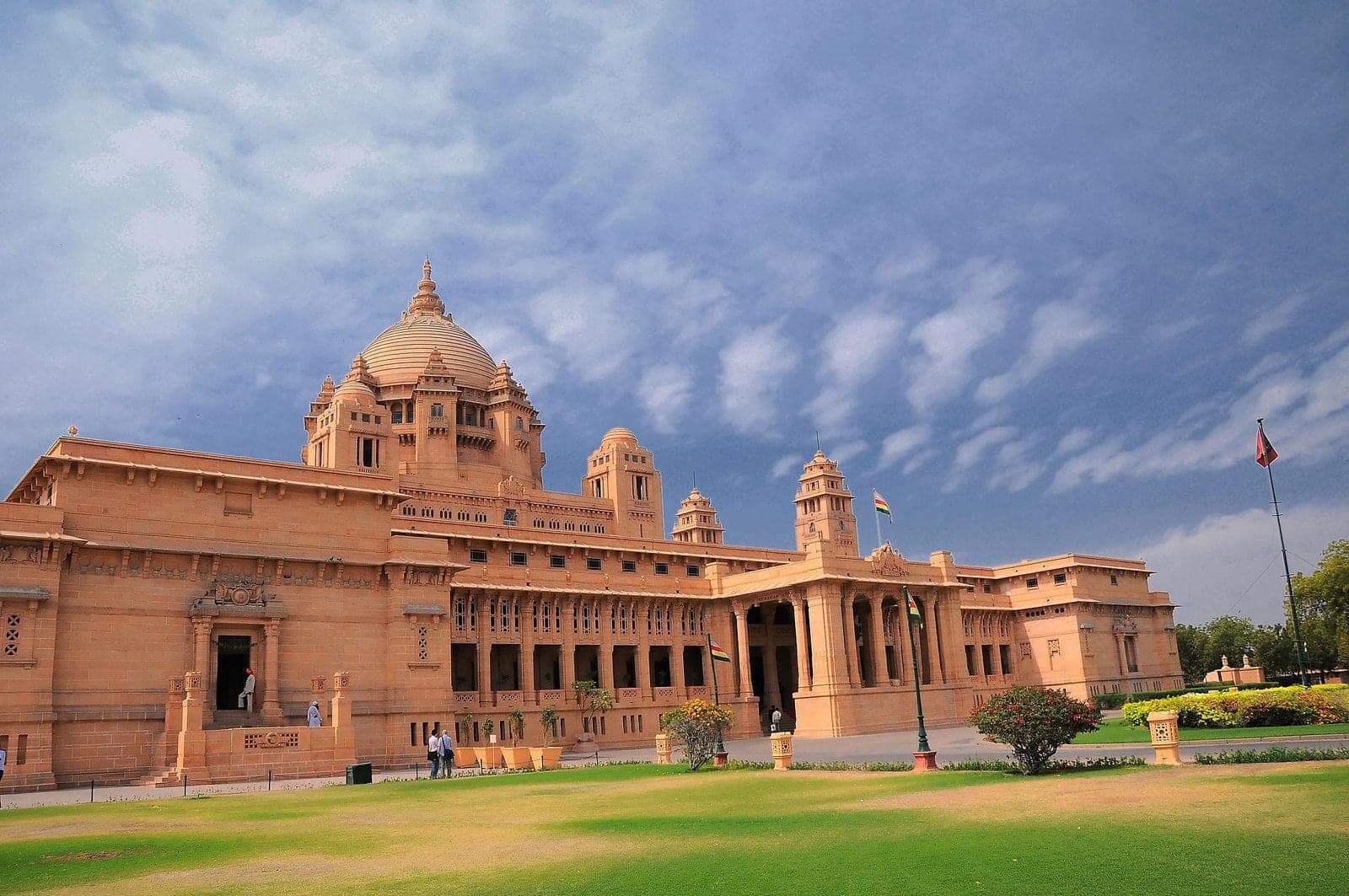 Umaid Bhawan Palace in Jodhpur, seen across its lawns